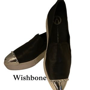 Wishbone leather triple kicks sneaker with silver tone toes and studs